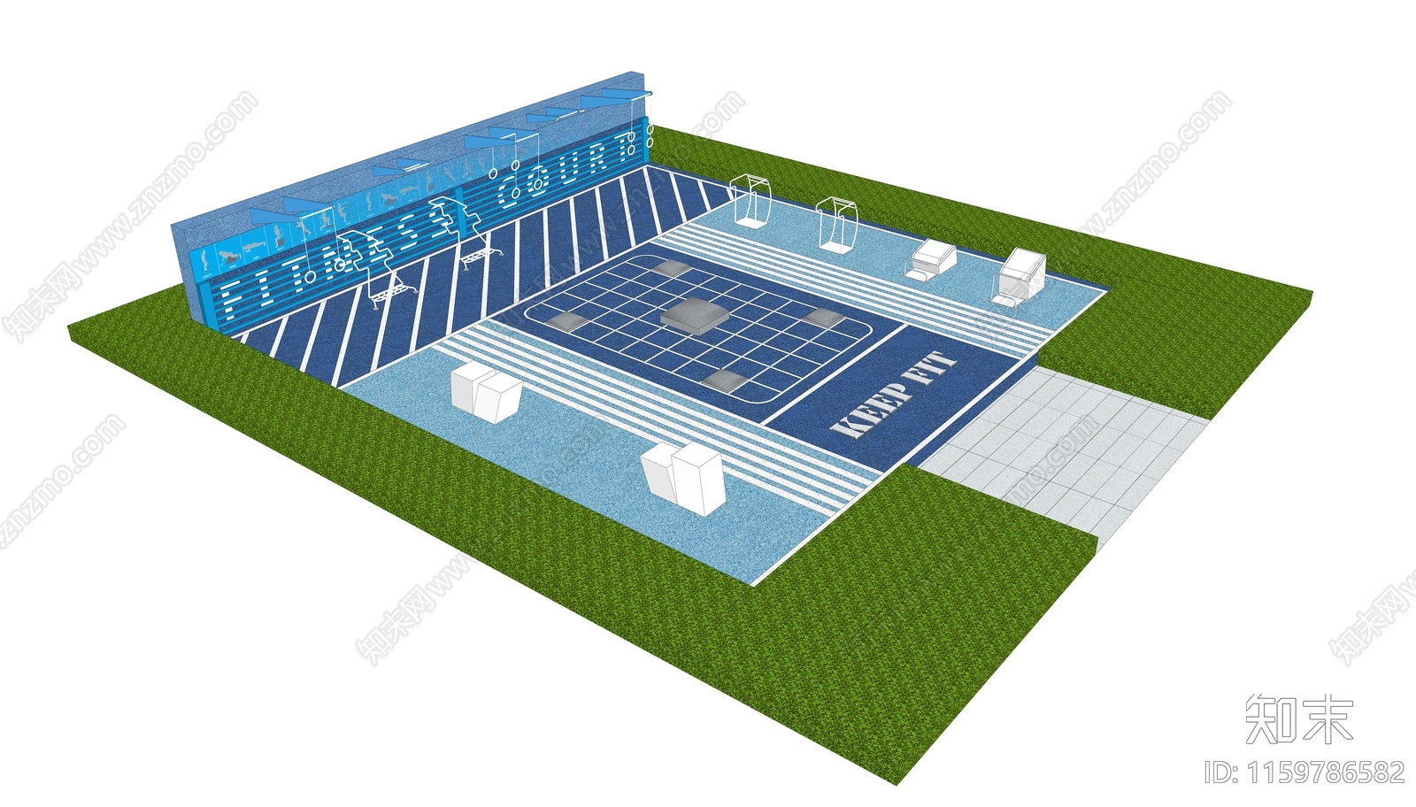 现代篮球场SU模型下载【ID:1159786582】