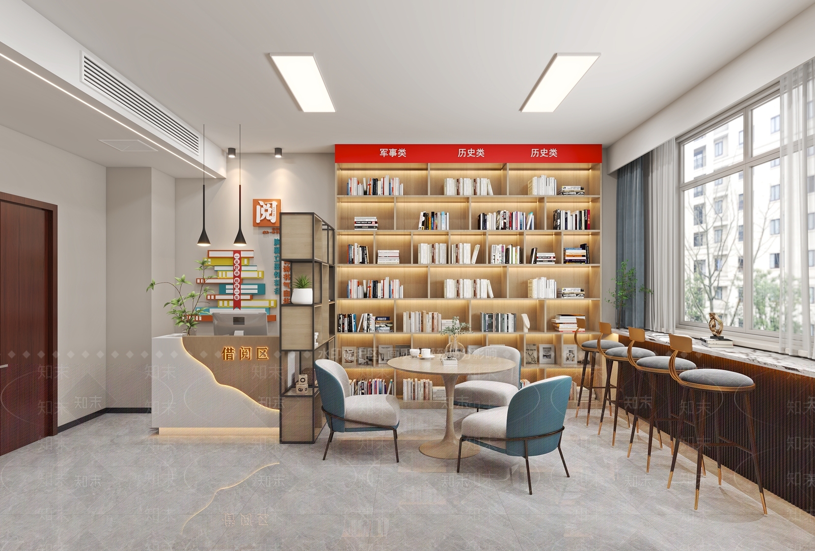 现代简约阅读室3D模型下载【ID:1159786805】