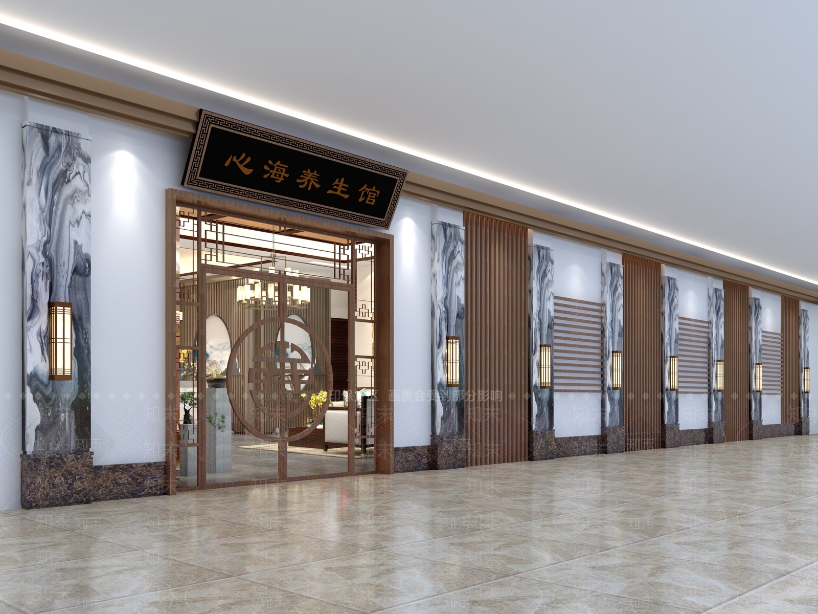 新中式商场足浴店门头3D模型下载【ID:1159791692】