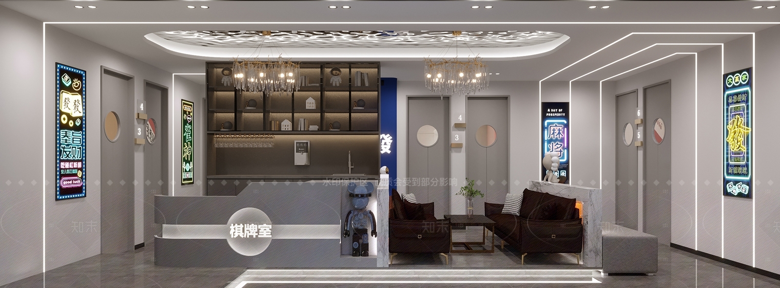 现代棋牌室3D模型下载【ID:1214429067】