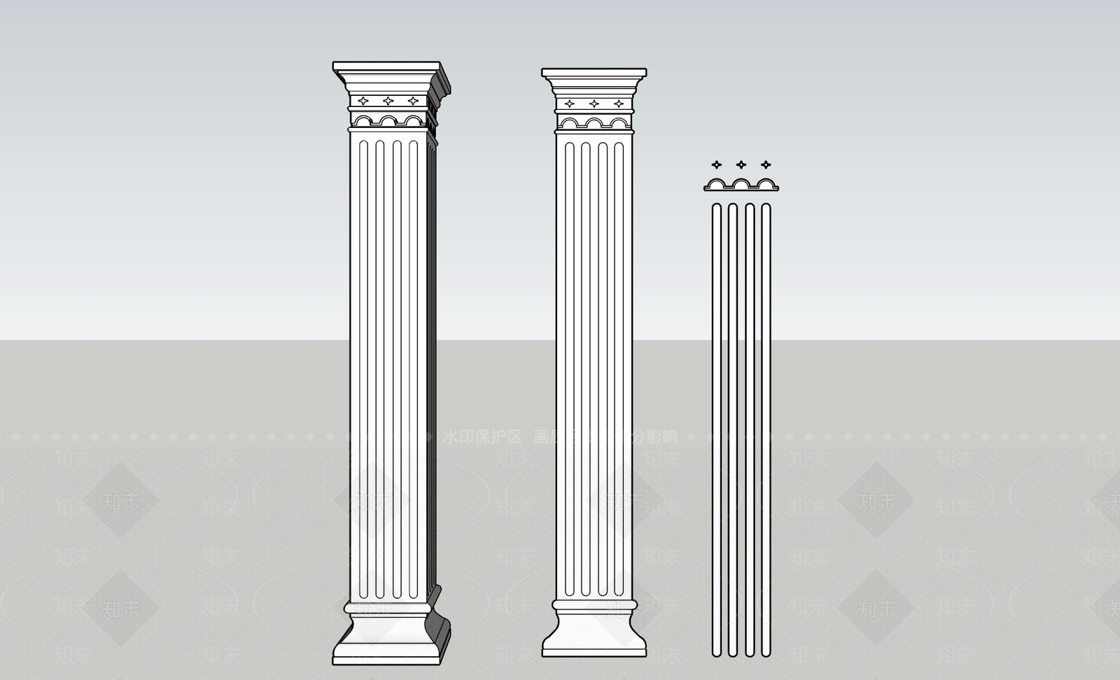 简欧柱子SU模型下载【ID:1159793489】