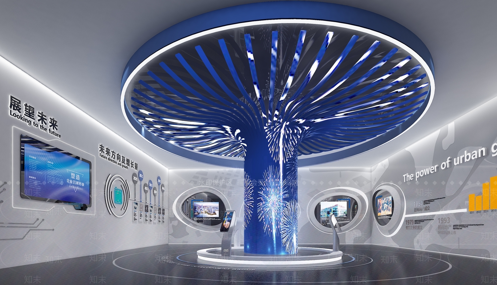 现代科技文化企业展厅3D模型下载【ID:1159798321】_知末3d模型网