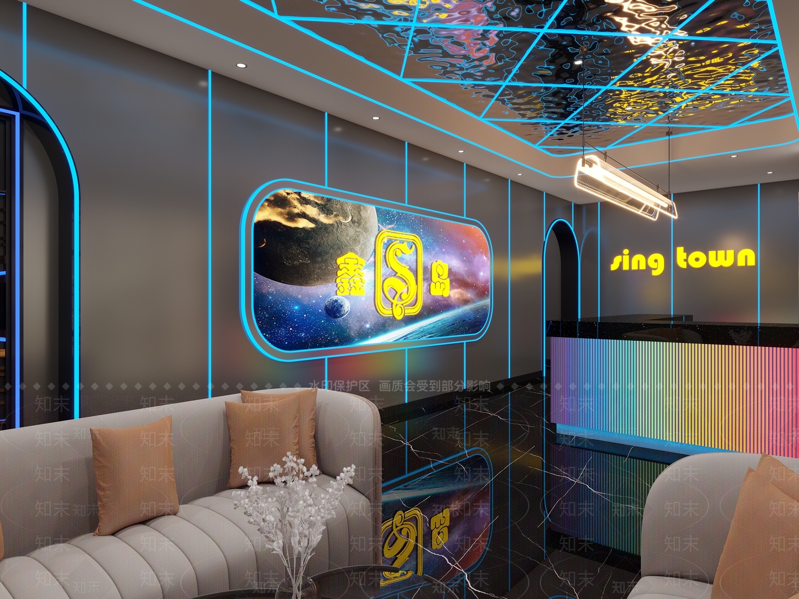 现代ktv前台3D模型下载【ID:1159800382】