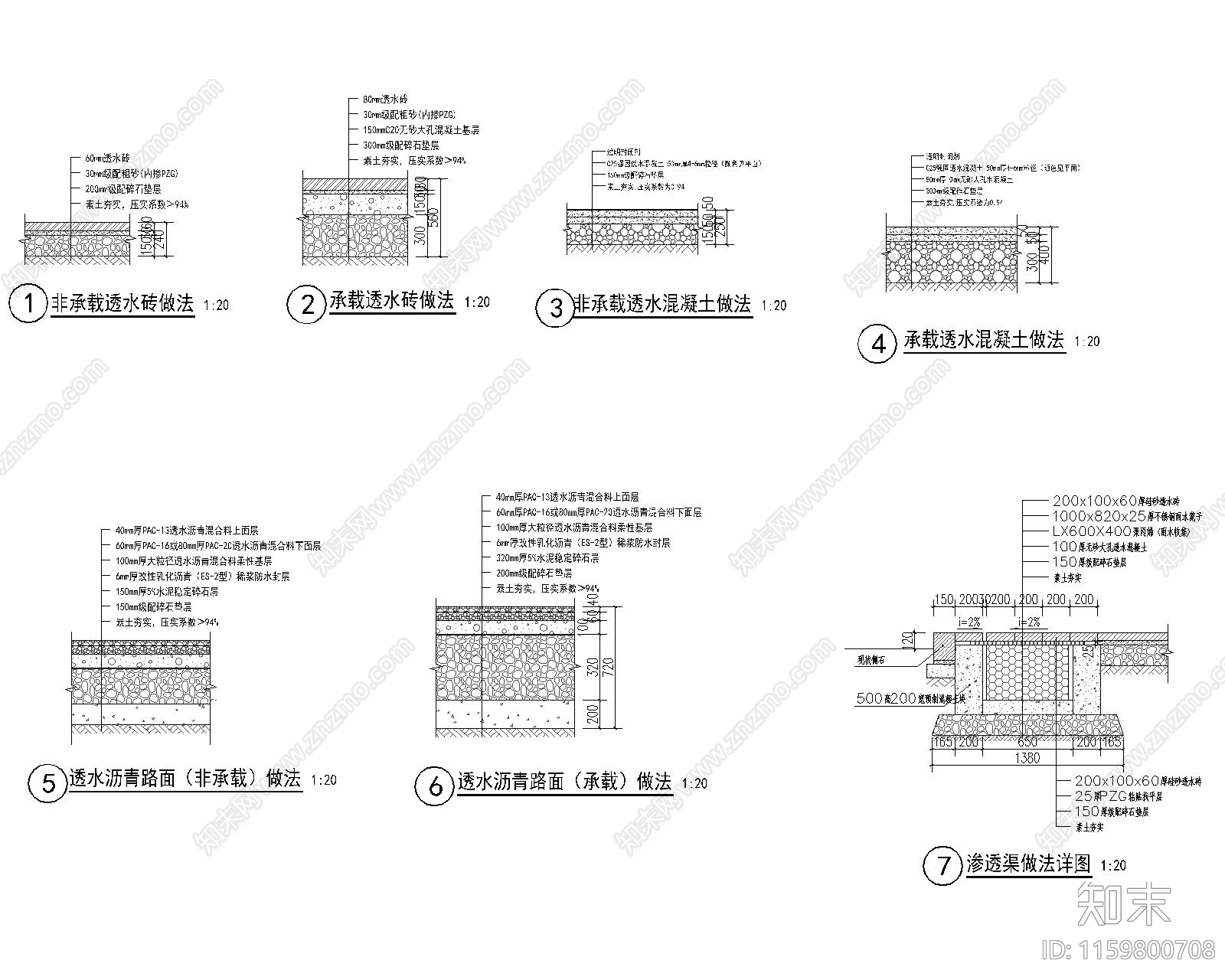 海绵城市工程各种设施做法详图cad施工图下载【ID:1159800708】