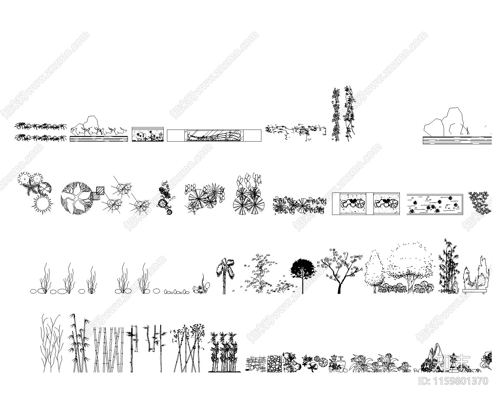 园林花草平立面图库施工图下载【ID:1159801370】