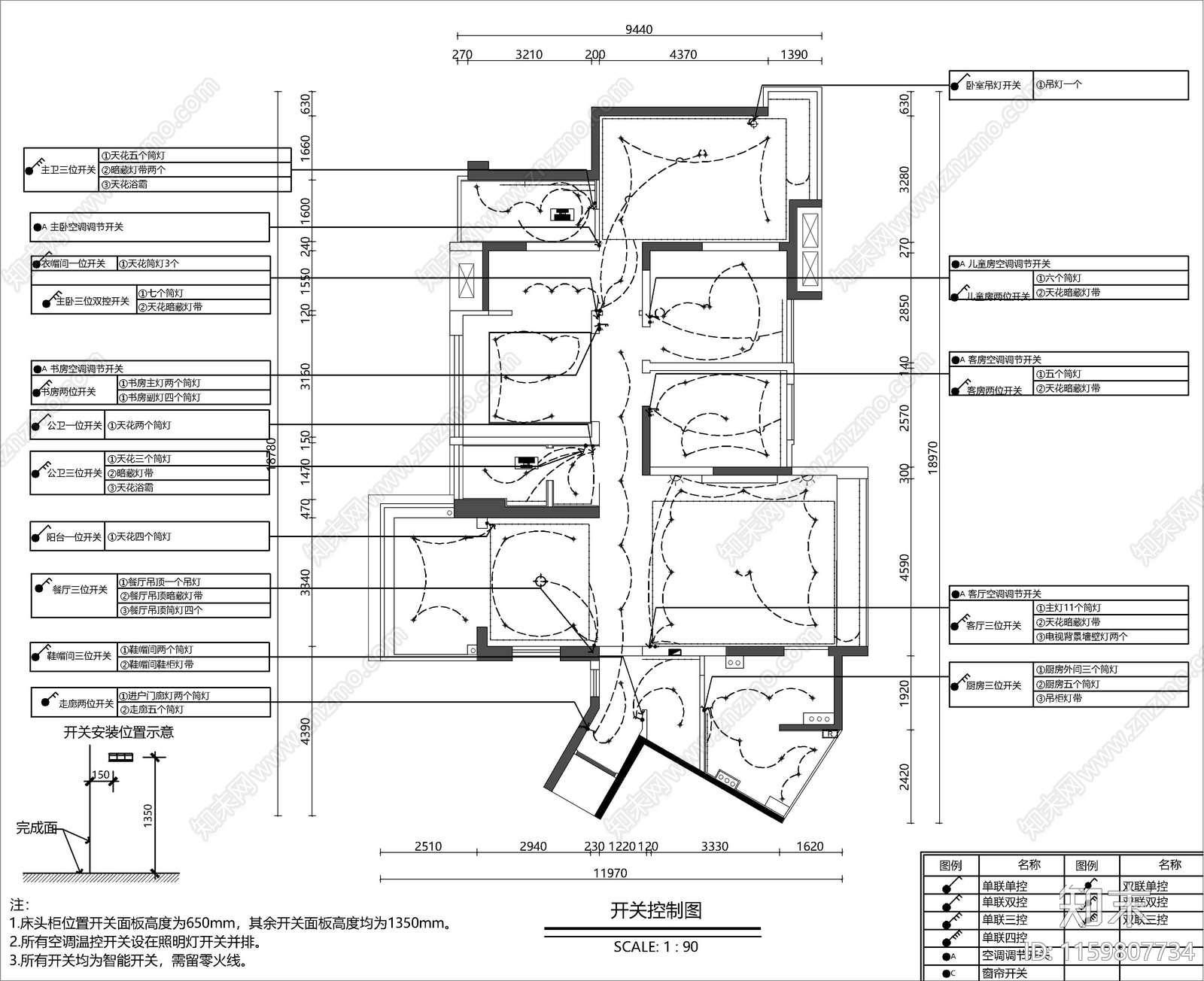 现代法式室内设计平面图施工图下载【ID:1159807734】