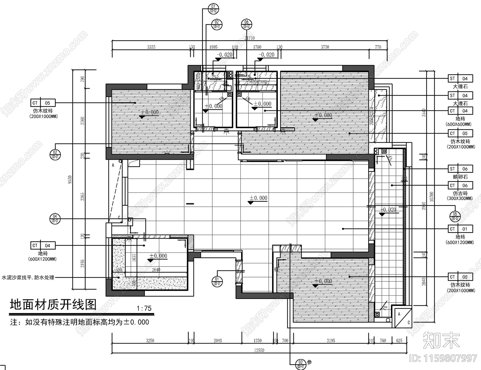 新中式大平层室内设计平面图施工图下载【ID:1159807997】