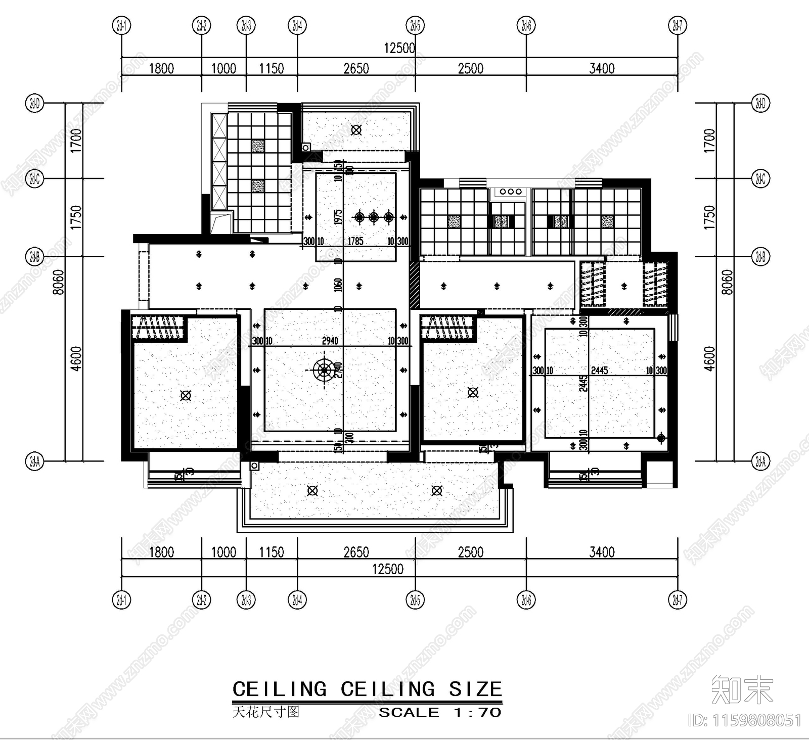 现代轻奢大平层室内设计平面图施工图下载【ID:1159808051】