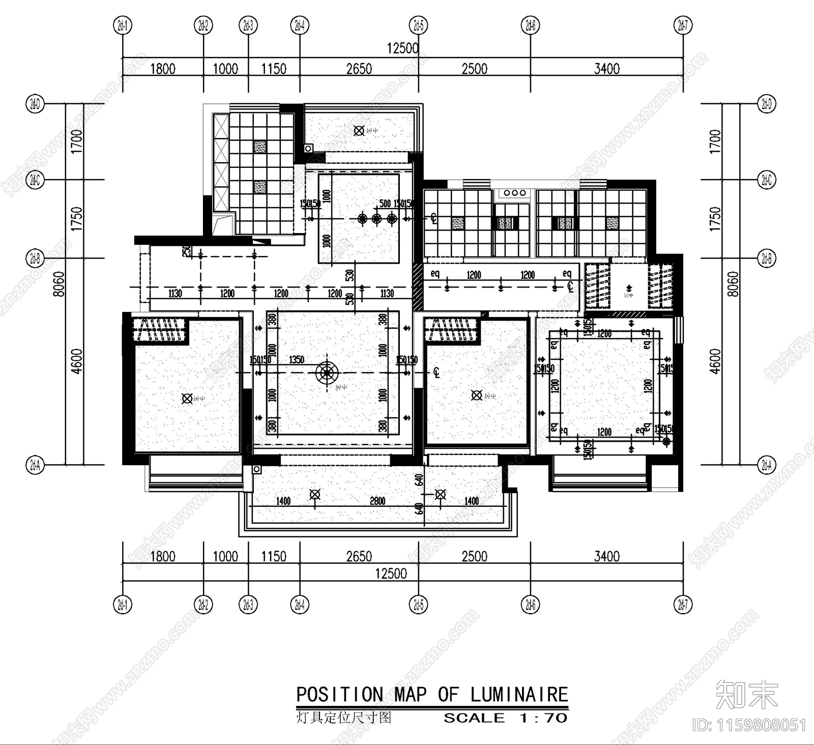 现代轻奢大平层室内设计平面图施工图下载【ID:1159808051】