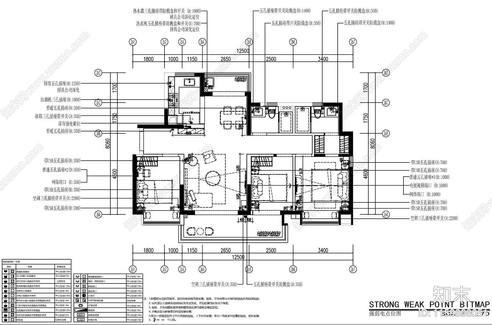 现代轻奢大平层室内设计平面图施工图下载【ID:1159808051】