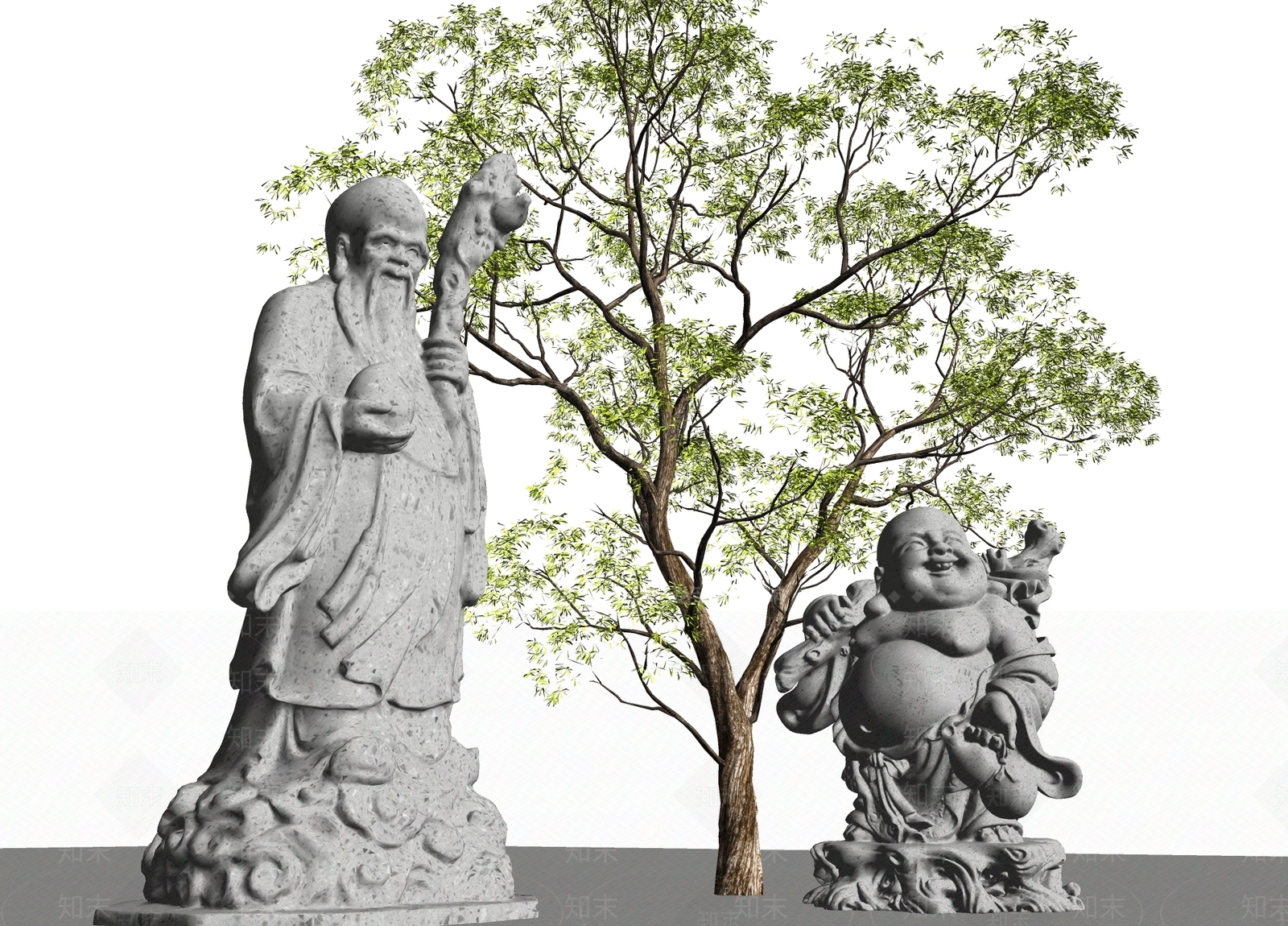 中式佛像雕塑小品SU模型下载【ID:1159809929】