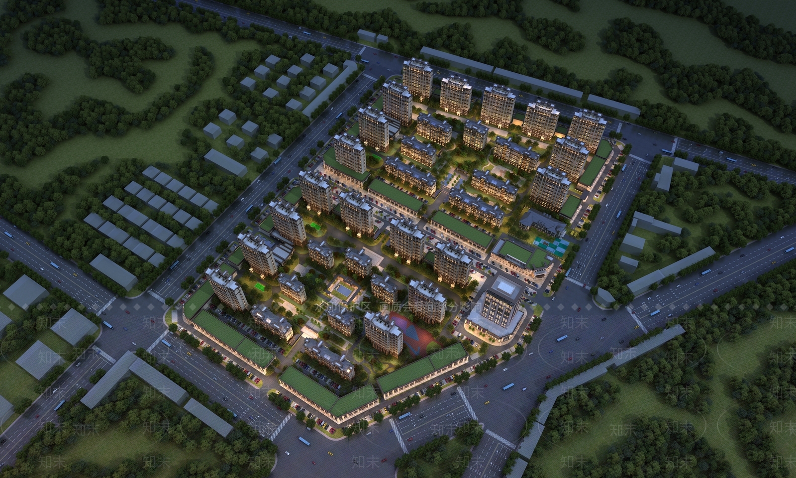 现代住宅鸟瞰3D模型下载【ID:1159818718】
