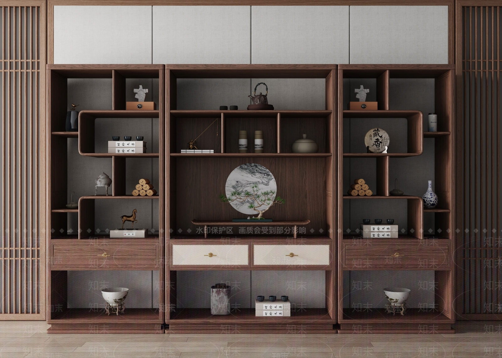 新中式博古架3D模型下载【ID:1159823653】