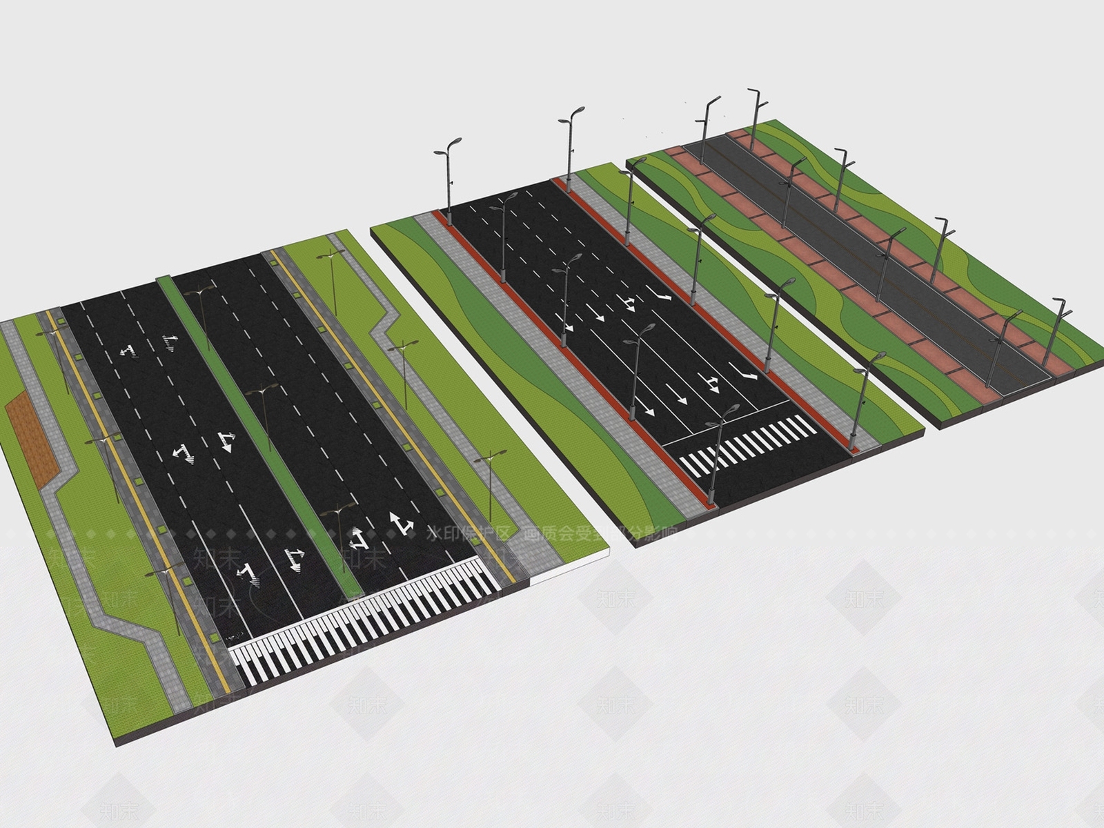 现代市政道路SU模型下载【ID:1159830899】