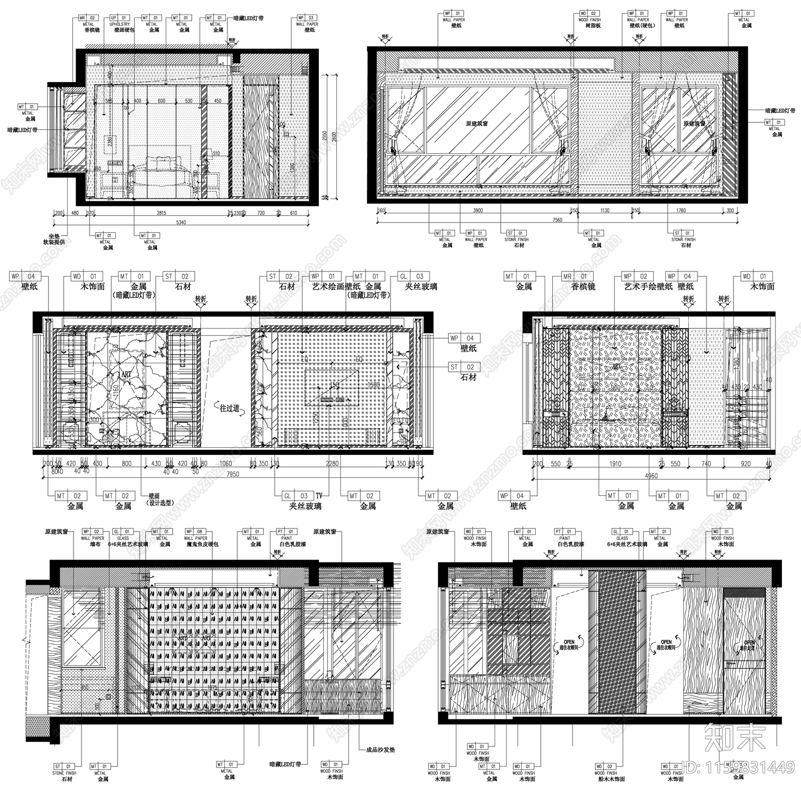 家装电视沙发背景墙客厅墙卧室墙设计素材cad施工图下载【ID:1159831449】