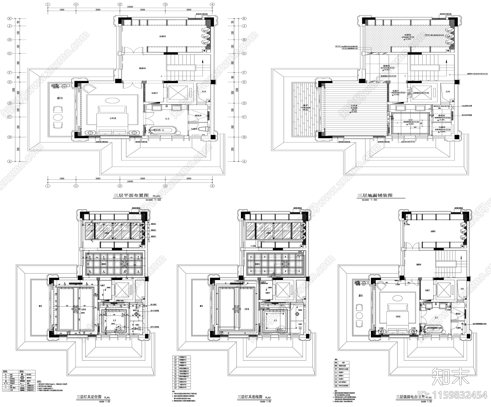 家具布置强电弱电给排水插座空调布局平面图设计素材施工图下载【ID:1159832454】