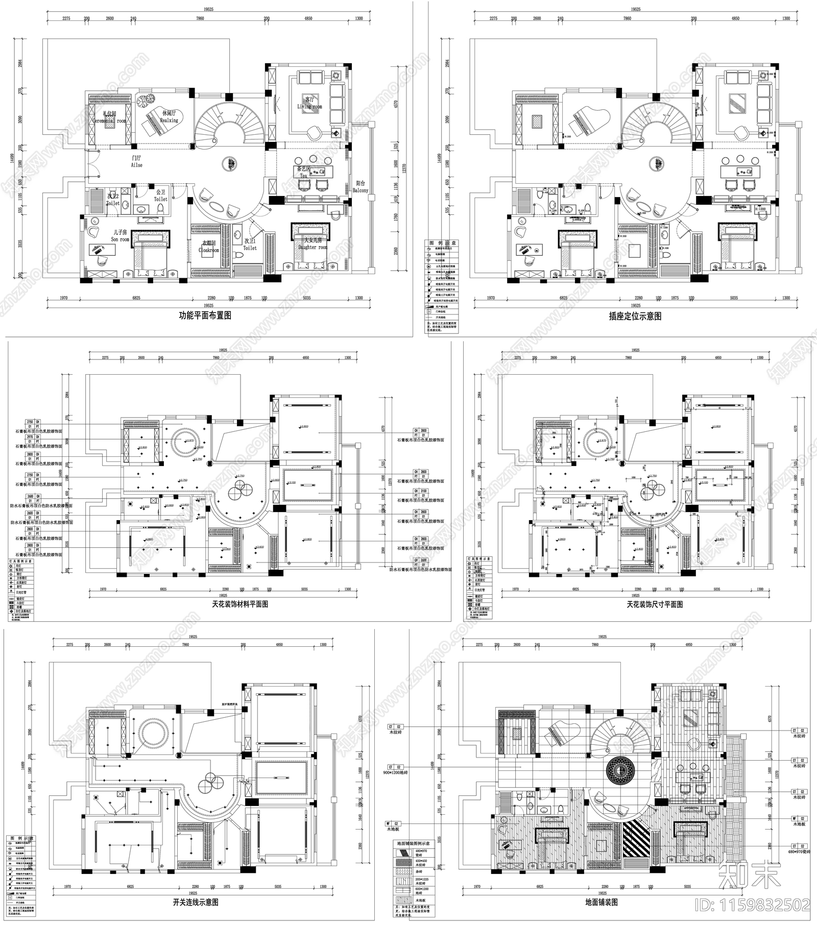 家具布置强电弱电给排水插座空调布局平面图设计素材施工图下载【ID:1159832502】