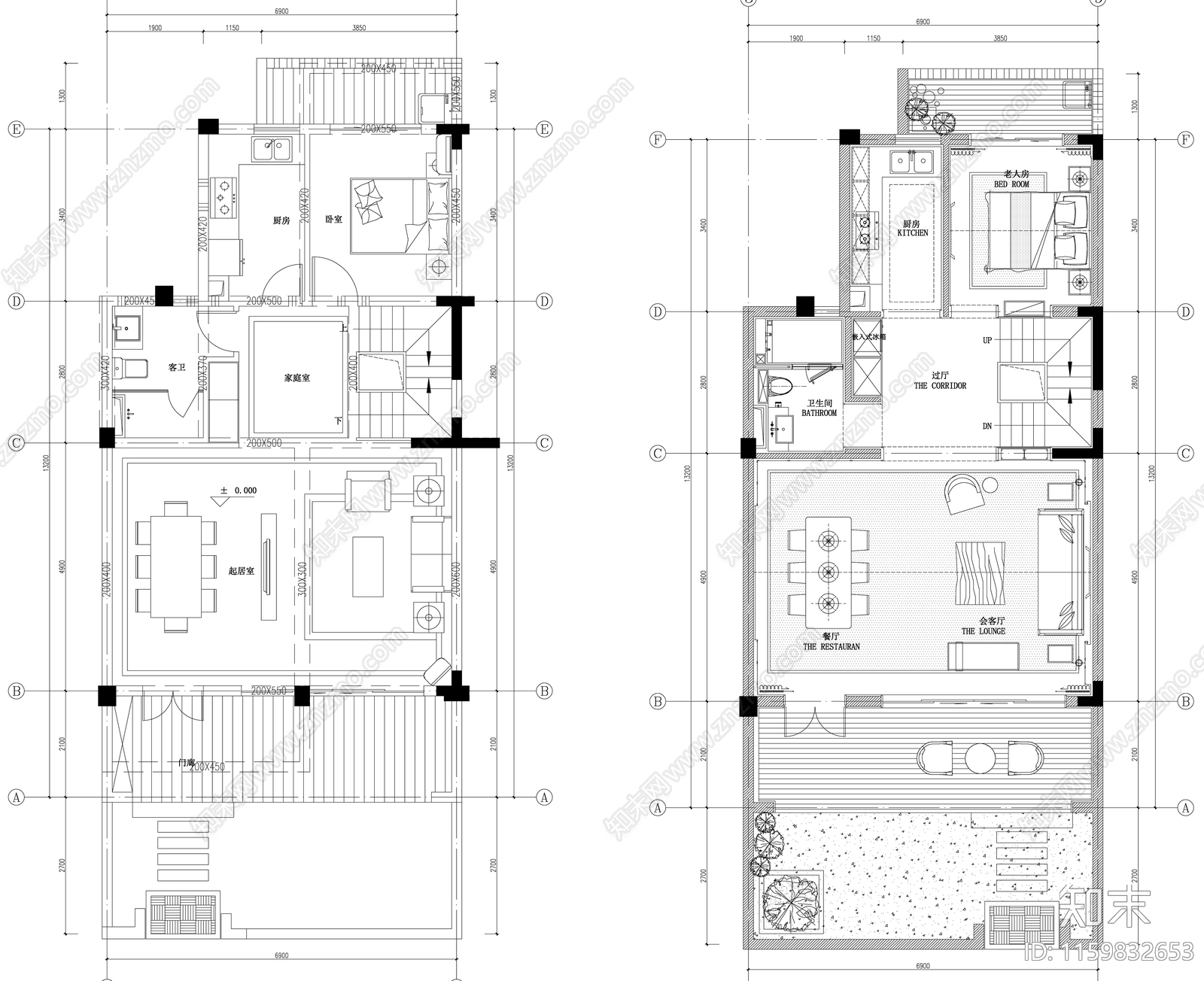 家具布置强电弱电给排水插座空调布局平面图设计素材施工图下载【ID:1159832653】