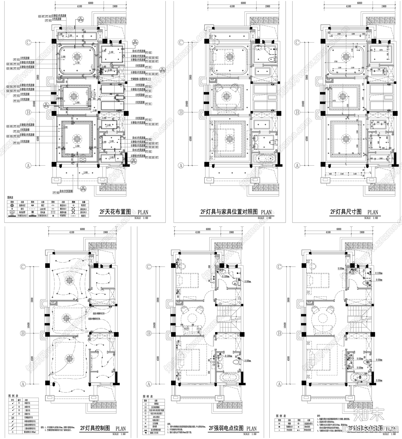 家具布置强电弱电给排水插座空调布局平面图设计素材施工图下载【ID:1159832738】