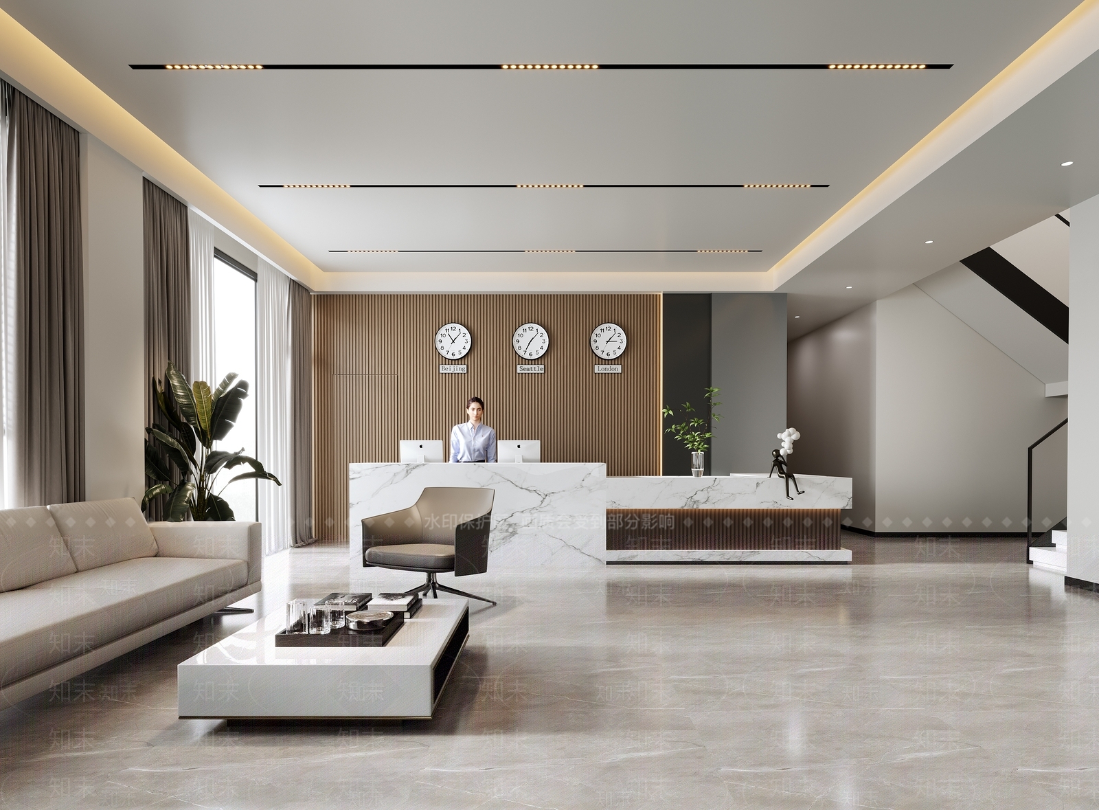 现代酒店大厅3D模型下载【ID:1159833758】