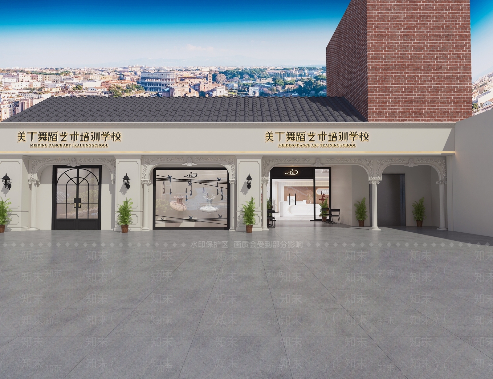 新中式舞蹈学校门头3D模型下载【ID:1159833922】