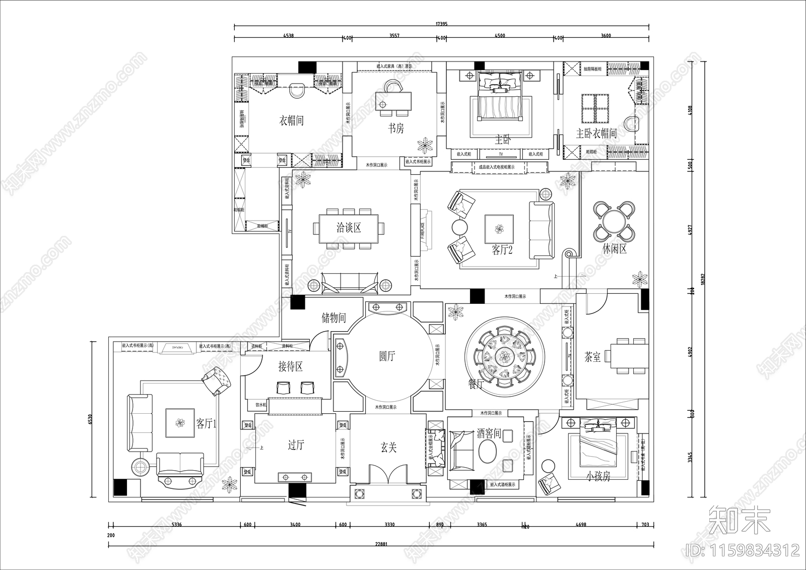 400㎡家具卖场展厅平面布局图cad施工图下载【ID:1159834312】