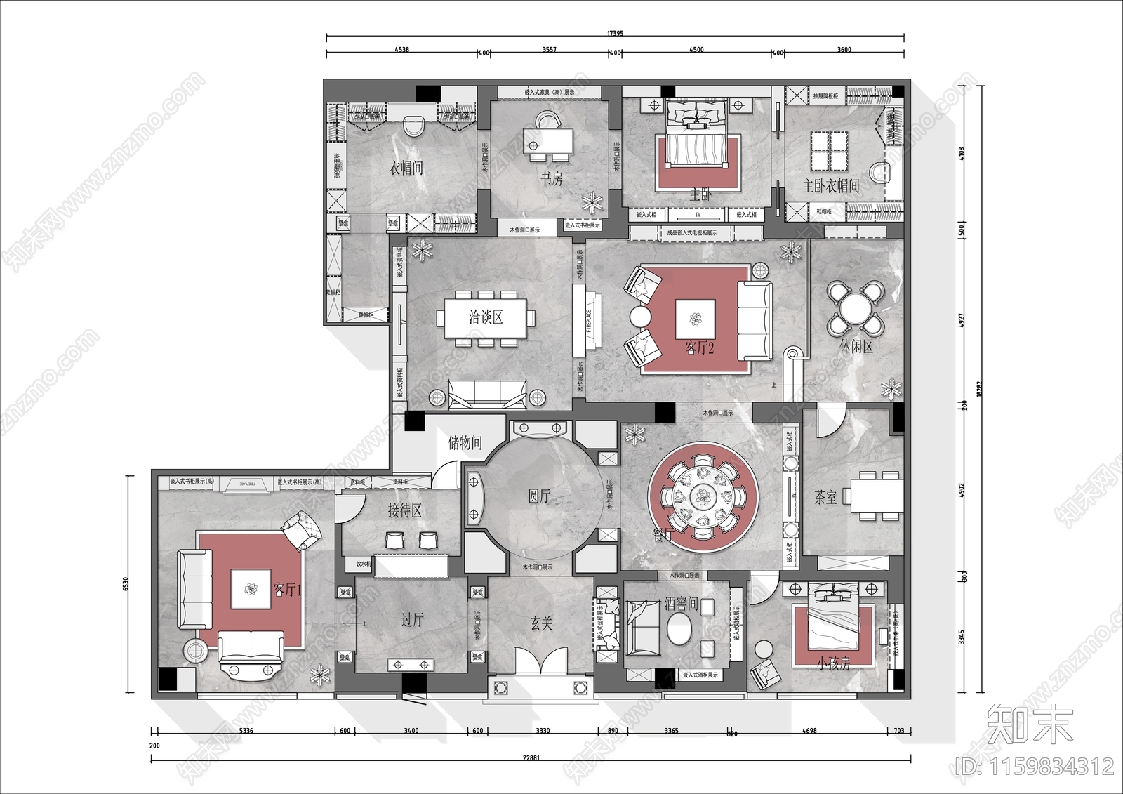 400㎡家具卖场展厅平面布局图cad施工图下载【ID:1159834312】