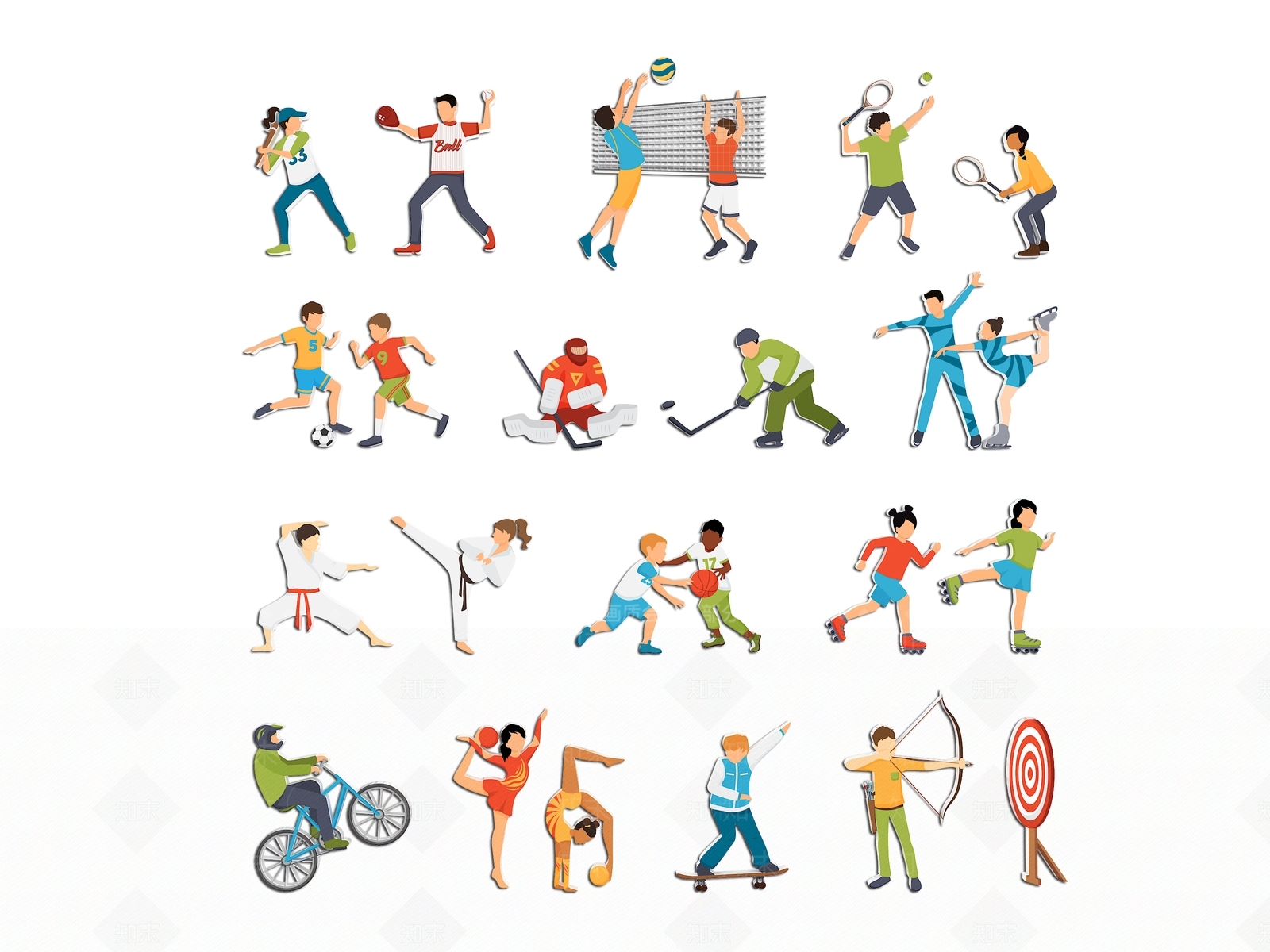 2D现代体育运动人物SU模型下载【ID:1159835048】