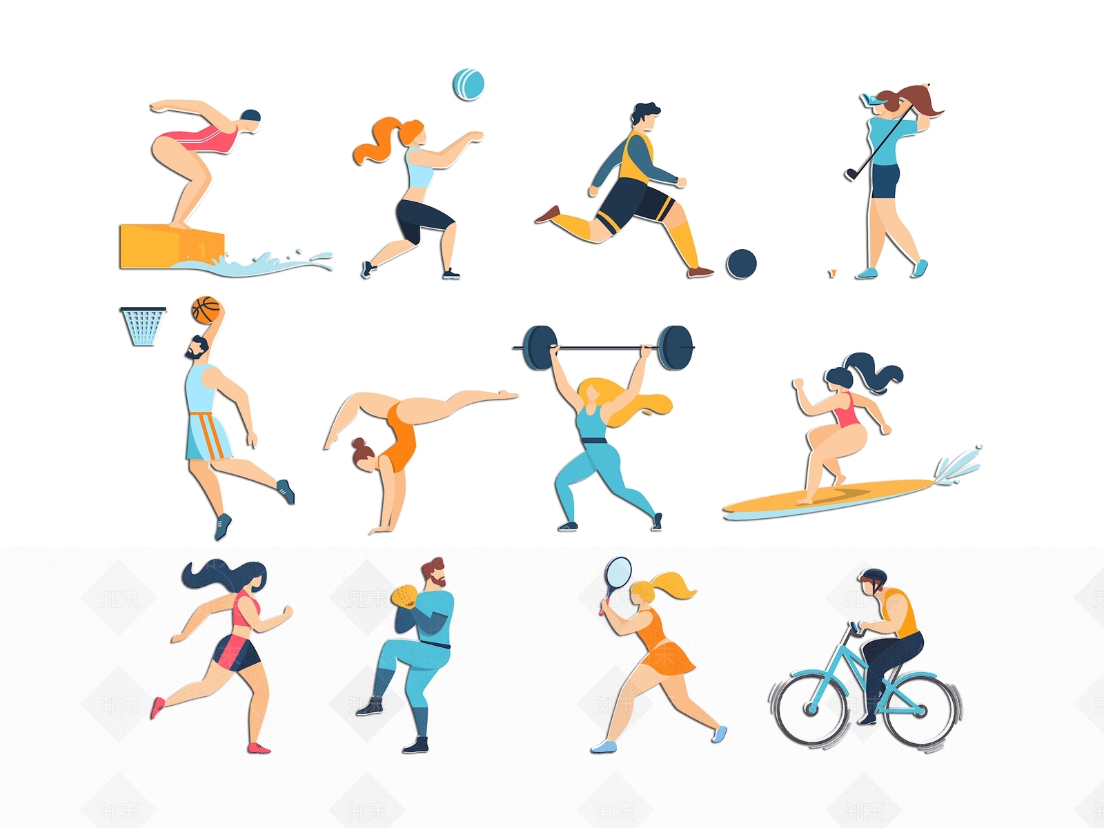 2D现代体育运动人物SU模型下载【ID:1159835220】