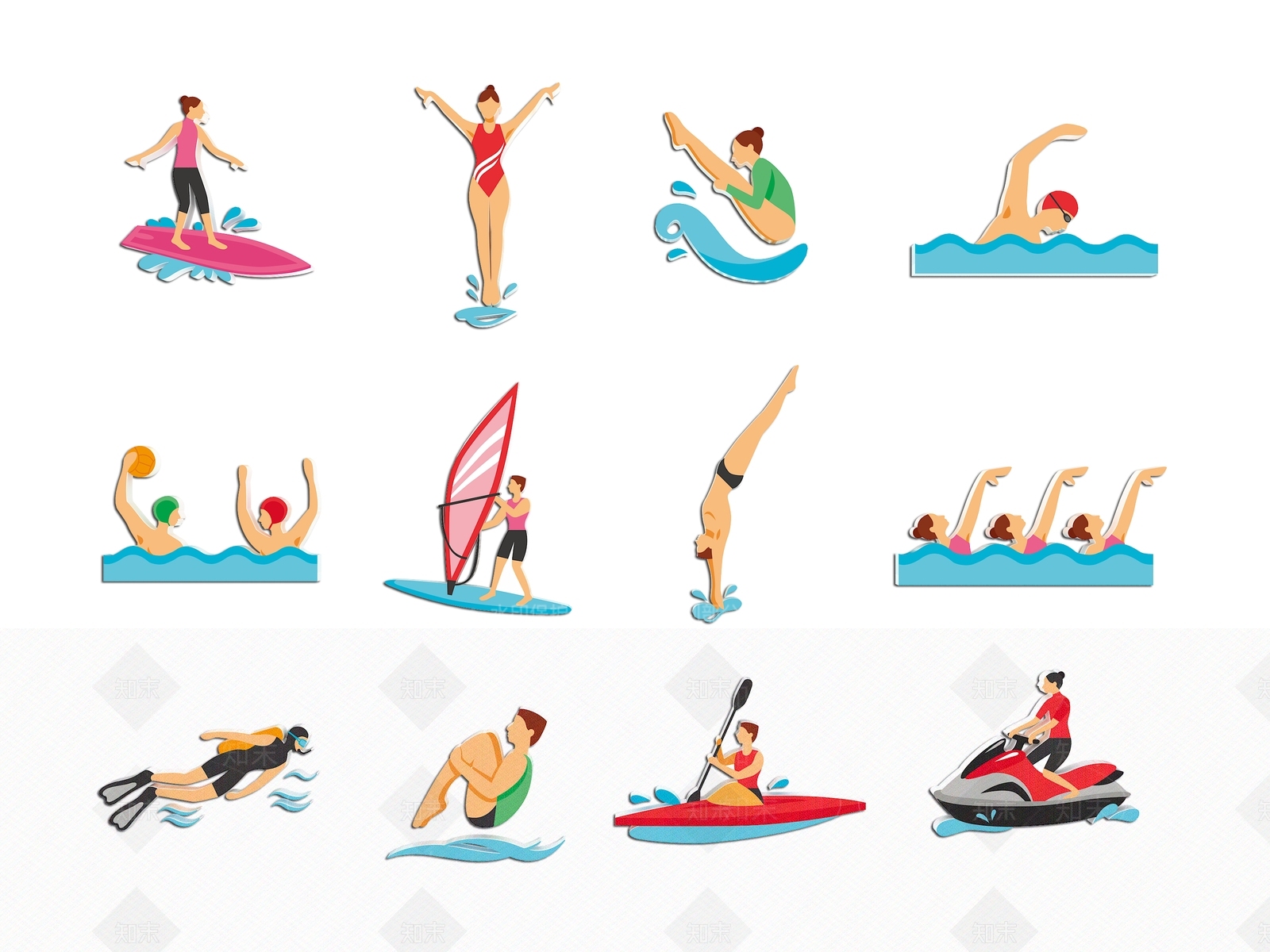 2D现代体育运动人物SU模型下载【ID:1159835590】