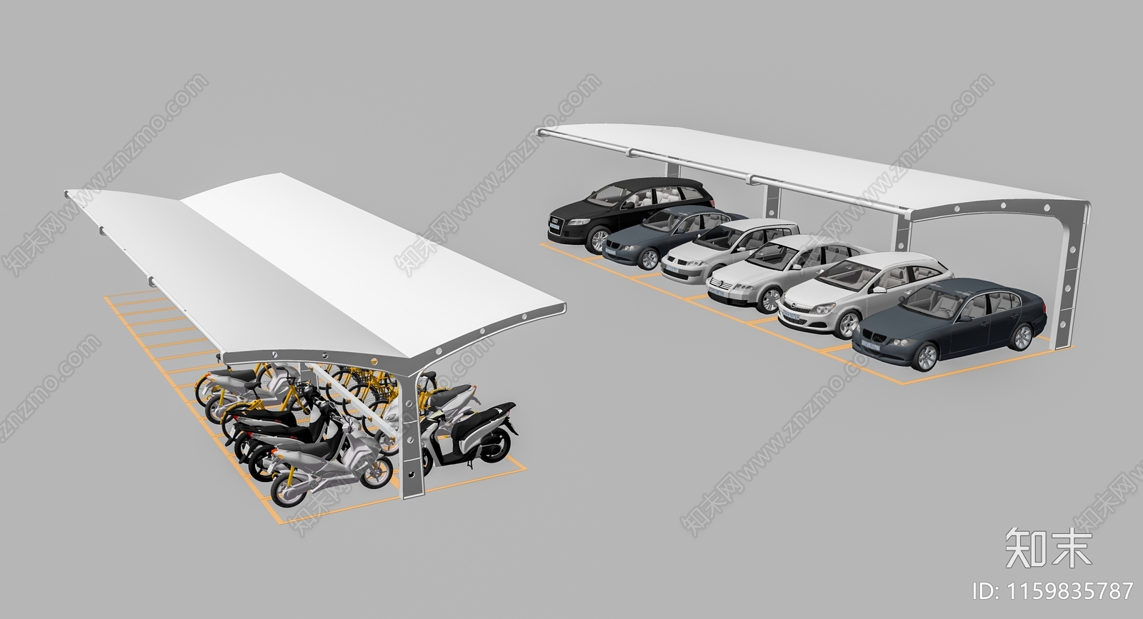 现代户外停车场SU模型下载【ID:1159835787】