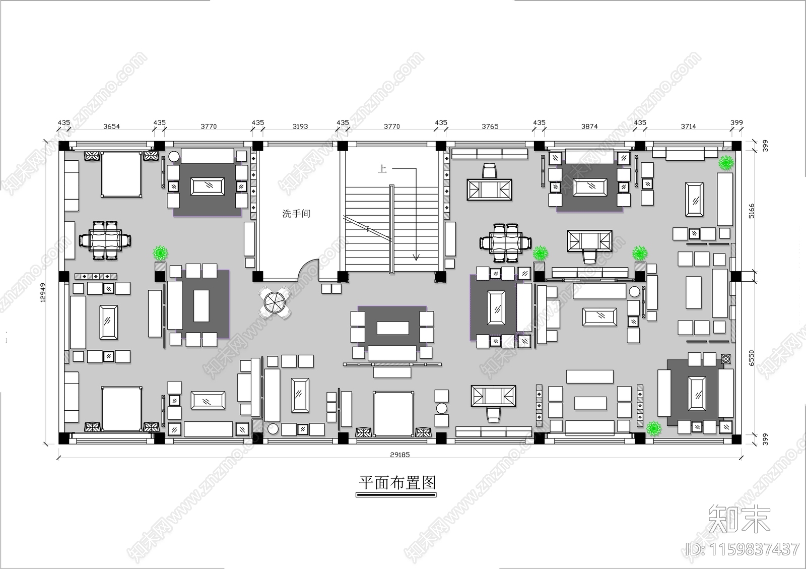 300㎡家具专卖店平面布局图cad施工图下载【ID:1159837437】