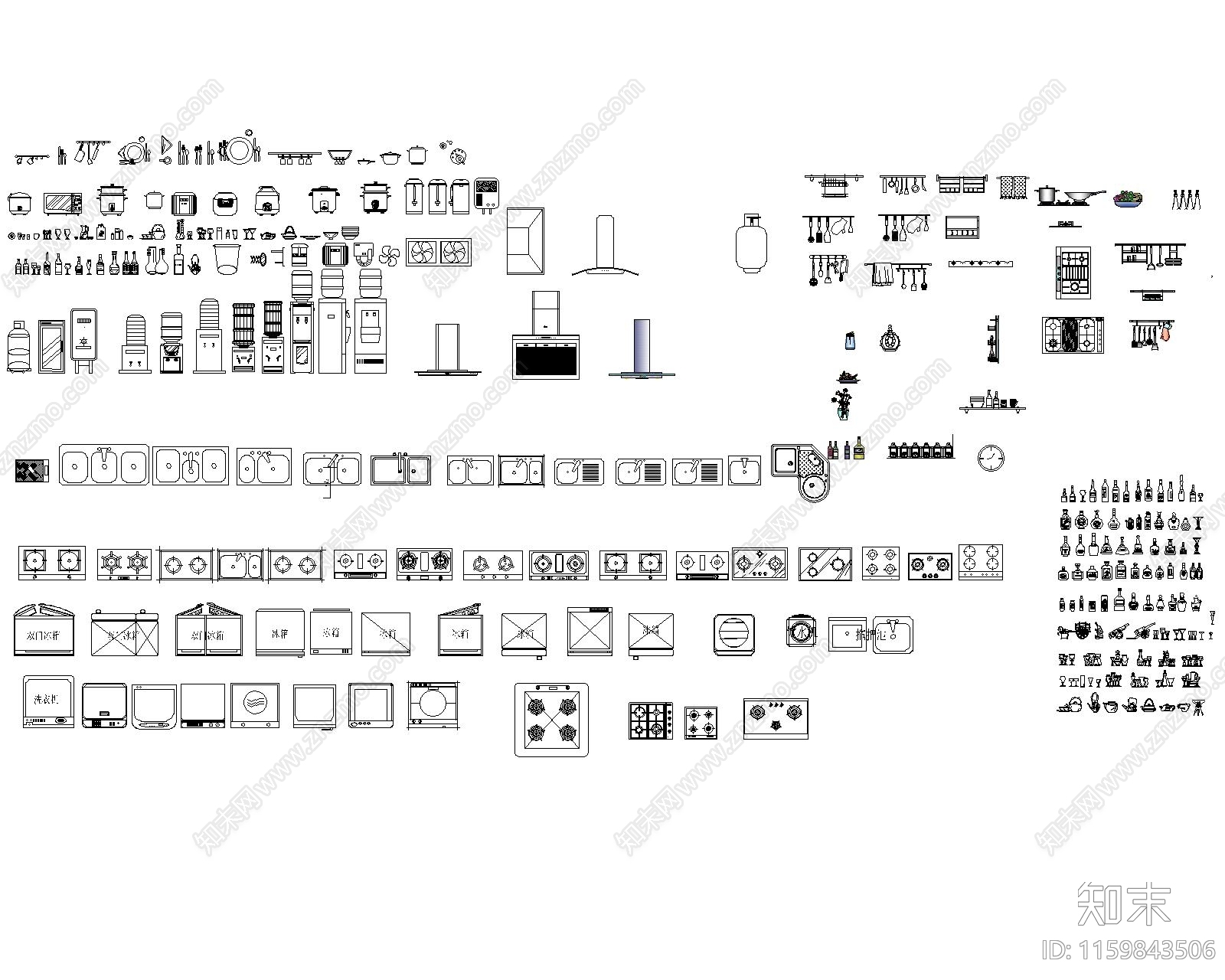厨房小品图库cad施工图下载【ID:1159843506】