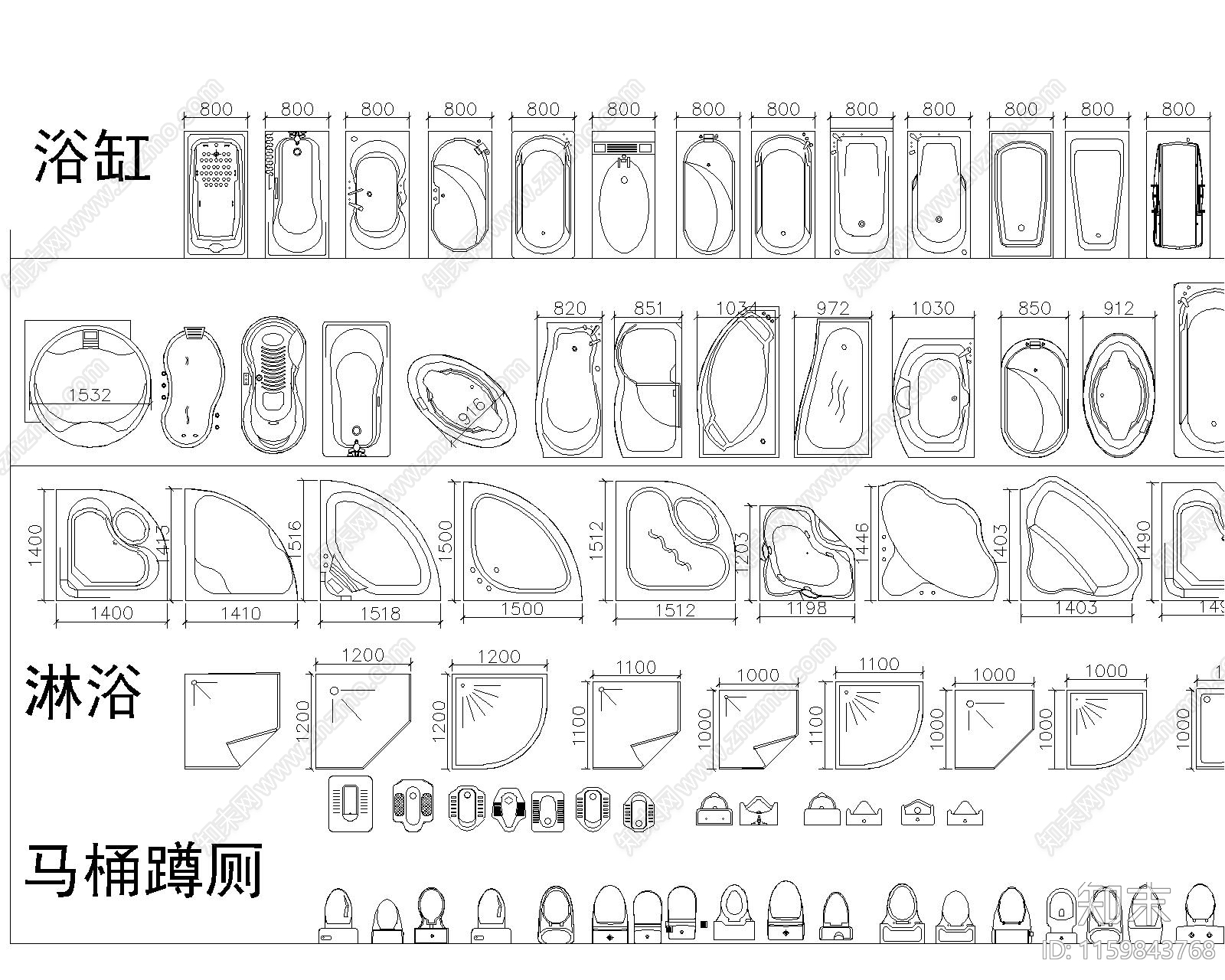 淋浴房小品图库cad施工图下载【ID:1159843768】