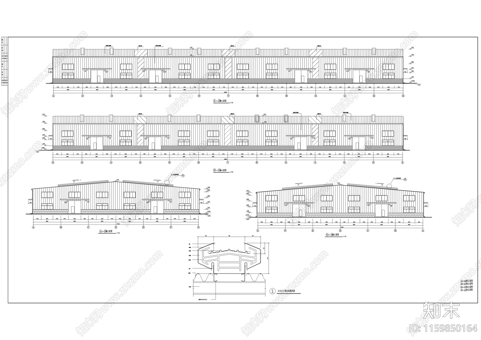 冷链食品库厂房建筑结构图cad施工图下载【ID:1159850164】