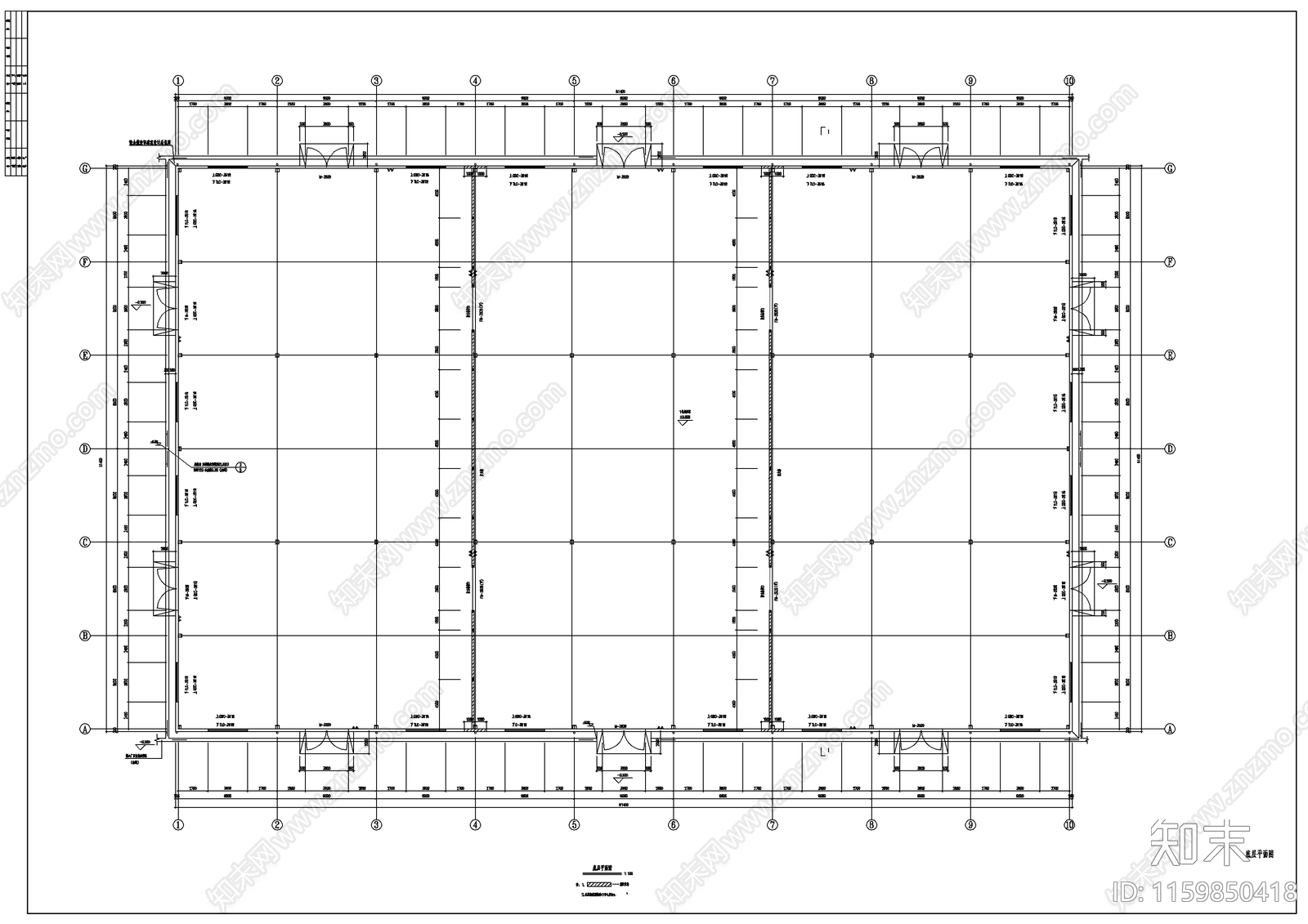 木业成品仓库仓房钢结构建筑图施工图下载【ID:1159850418】