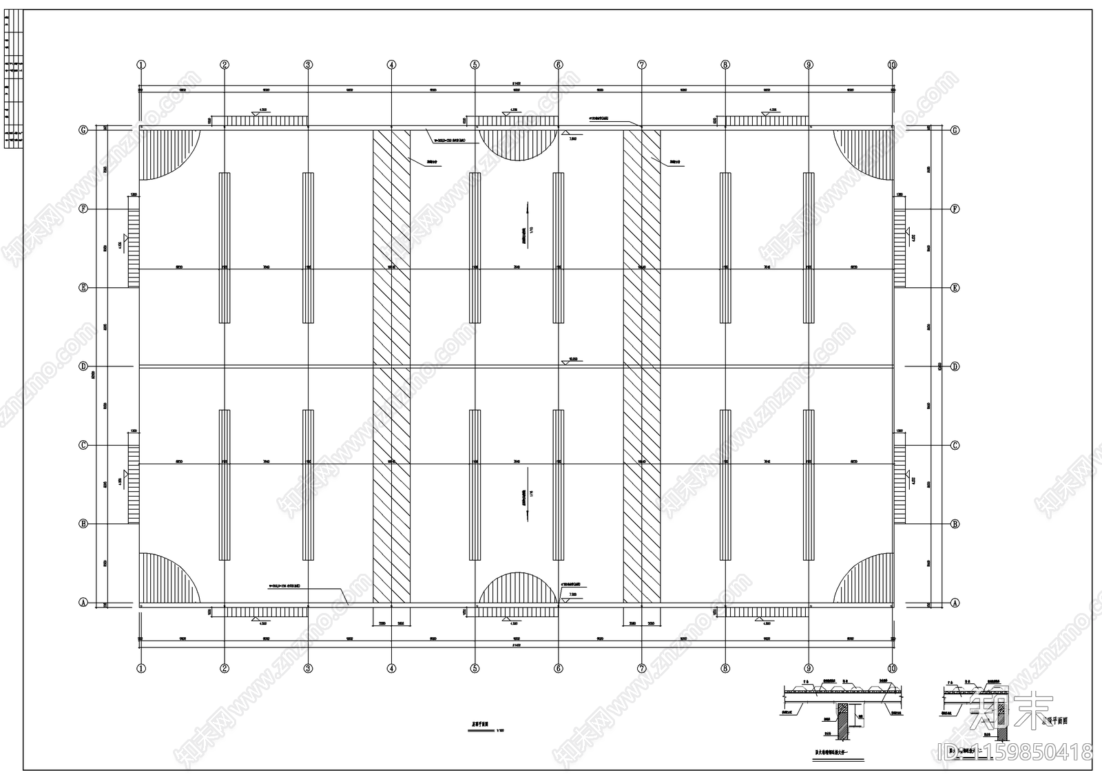 木业成品仓库仓房钢结构建筑图施工图下载【ID:1159850418】