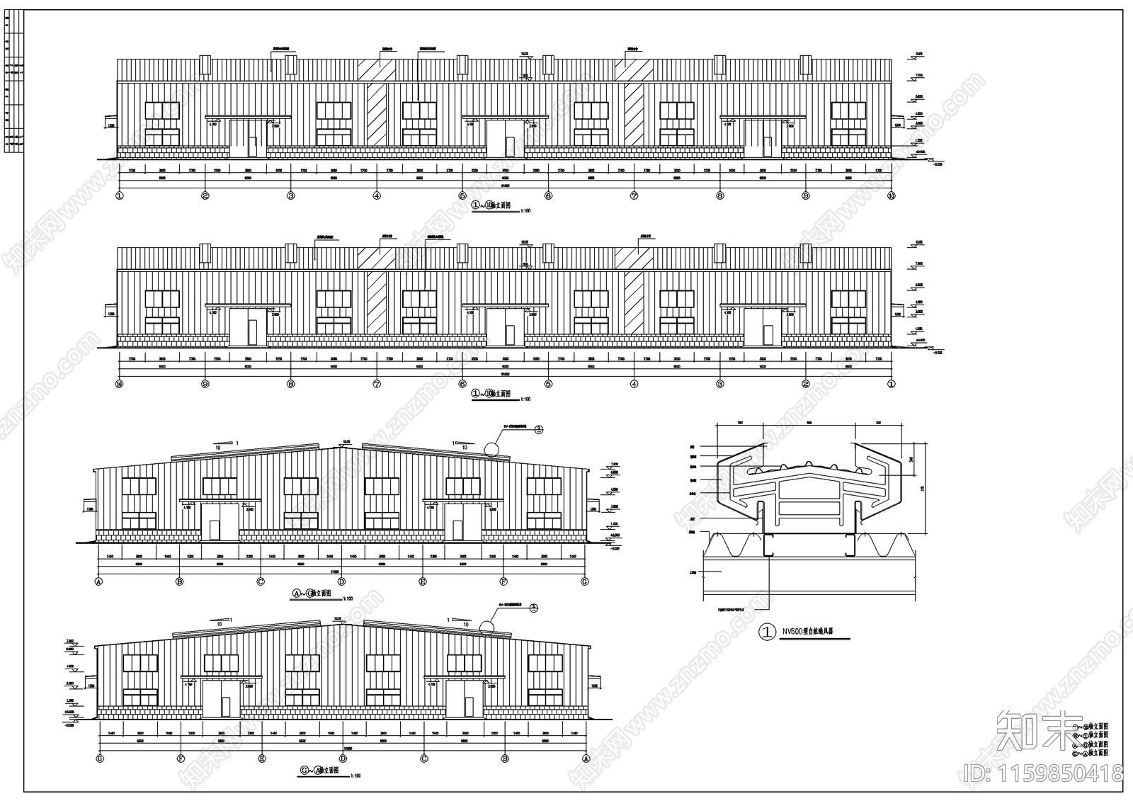 木业成品仓库仓房钢结构建筑图施工图下载【ID:1159850418】