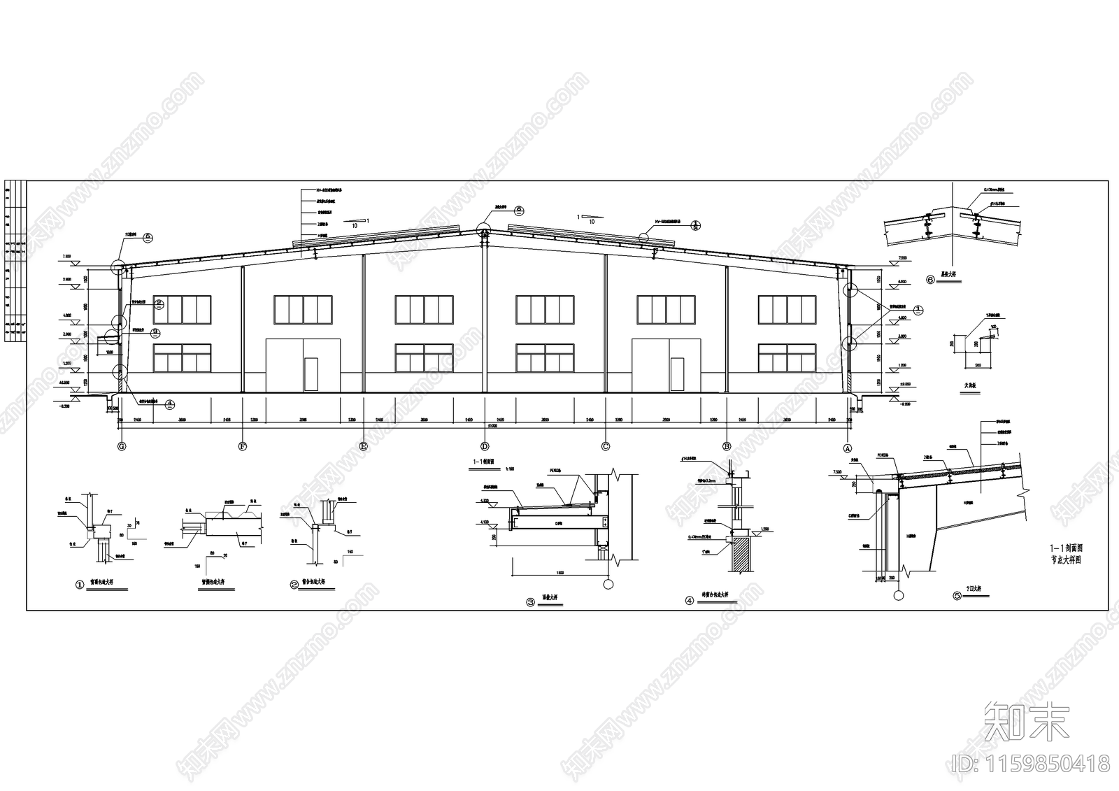 木业成品仓库仓房钢结构建筑图施工图下载【ID:1159850418】