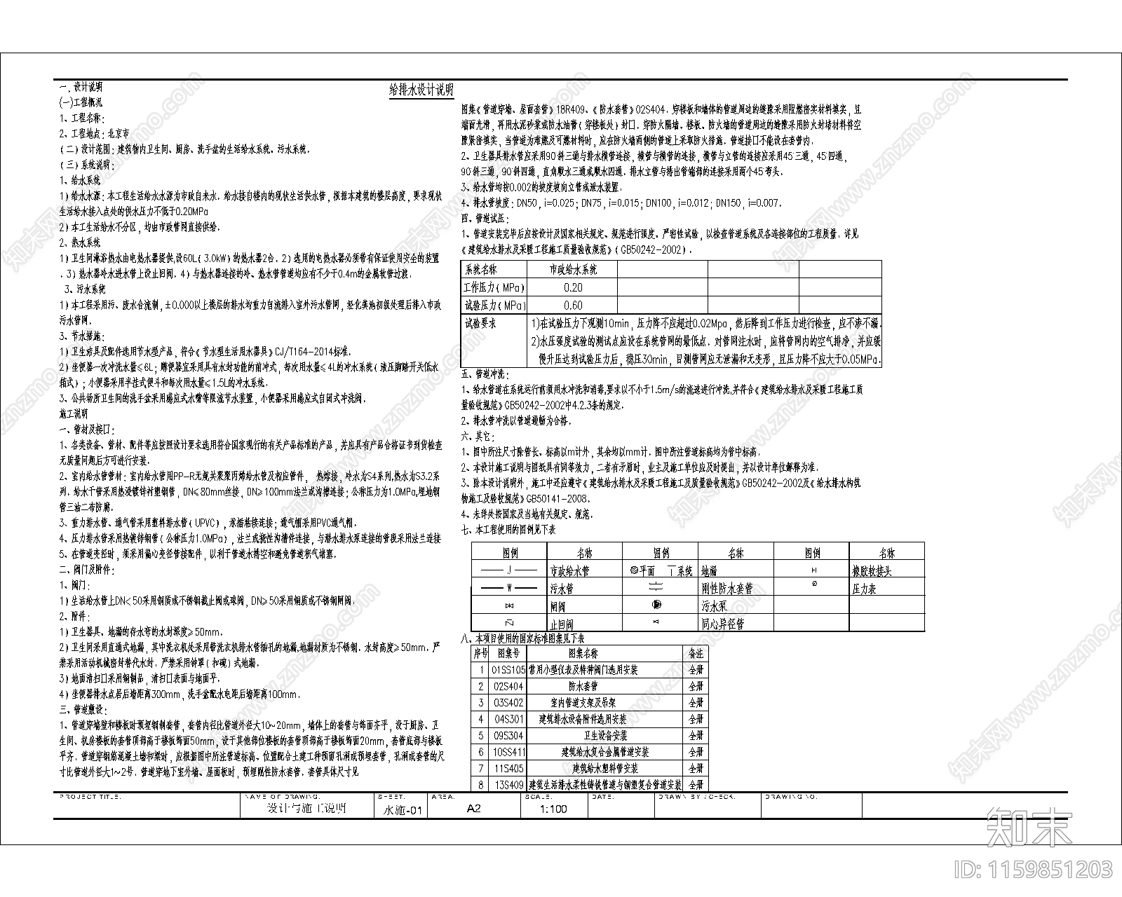 办公楼给排水系统图cad施工图下载【ID:1159851203】