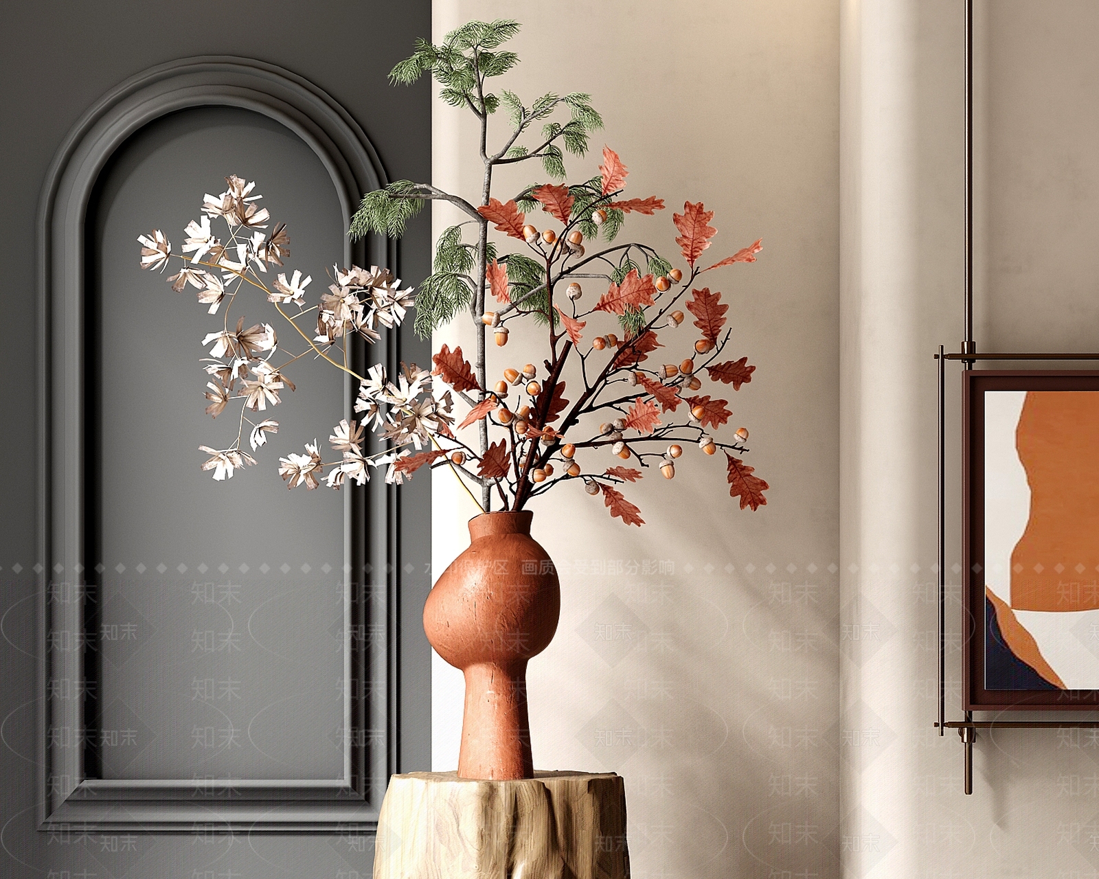 新中式陶罐花瓶花艺SU模型下载【ID:1159855826】