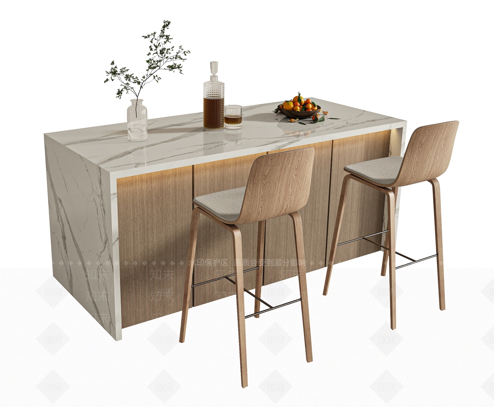 现代吧台椅组合3D模型下载【ID:1159858292】