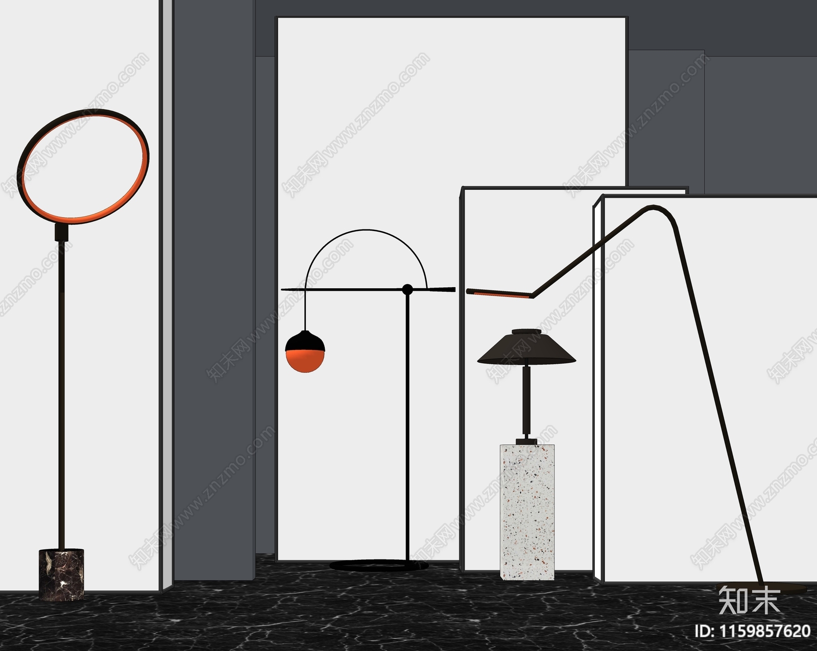 现代轻奢落地灯组合SU模型下载【ID:1159857620】