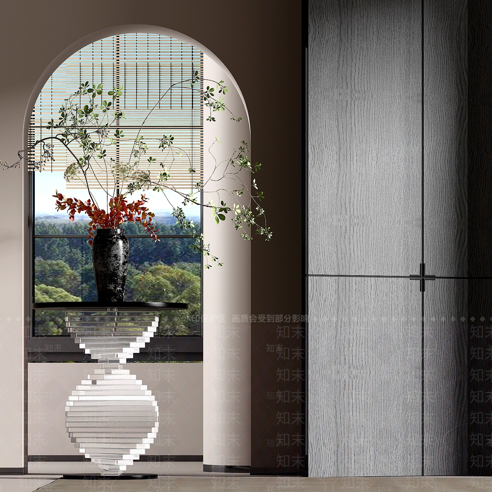 现代陶罐花瓶花艺SU模型下载【ID:1159857902】