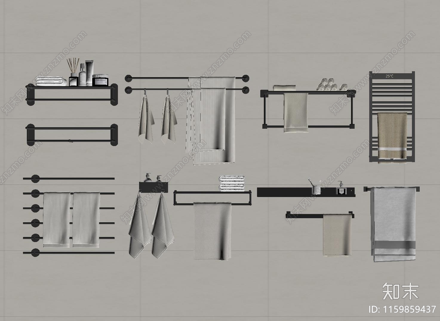 现代毛巾架SU模型下载【ID:1159859437】