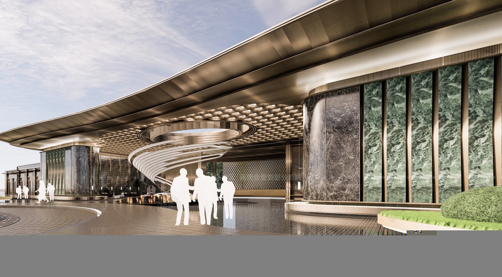 主入口大门现代奢石风格SU模型下载【ID:1160124016】