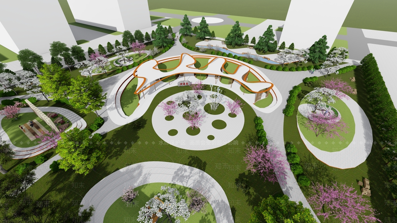 某大学现代风格校园景观SU模型下载【ID:1159991652】