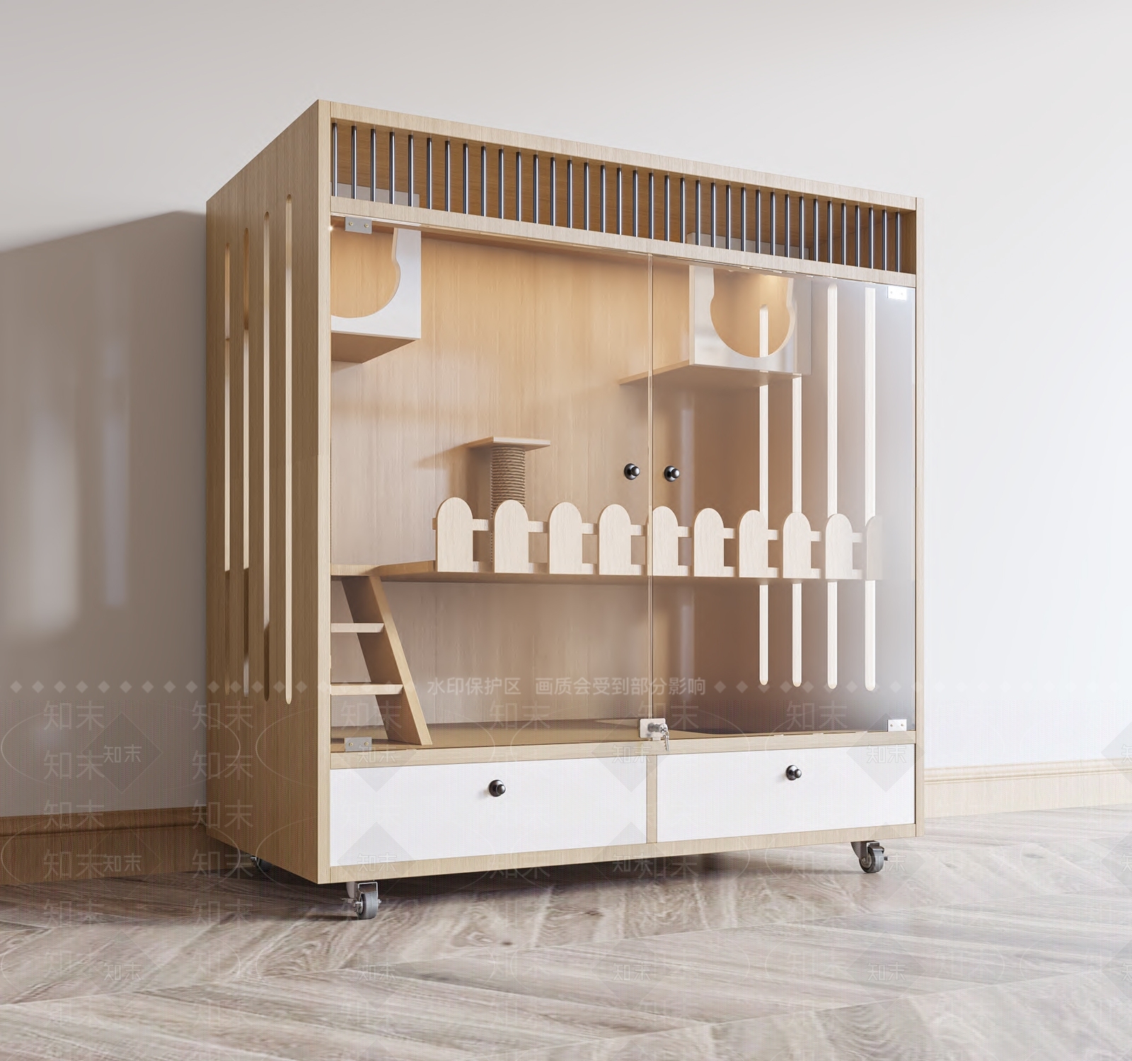 现代猫窝猫舍宠物用品3D模型下载【ID:1159863297】