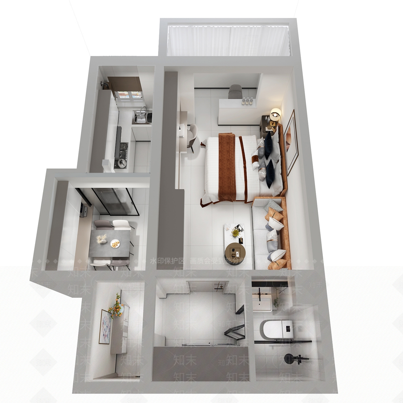 现代客厅餐厅3D模型下载【ID:1159864982】
