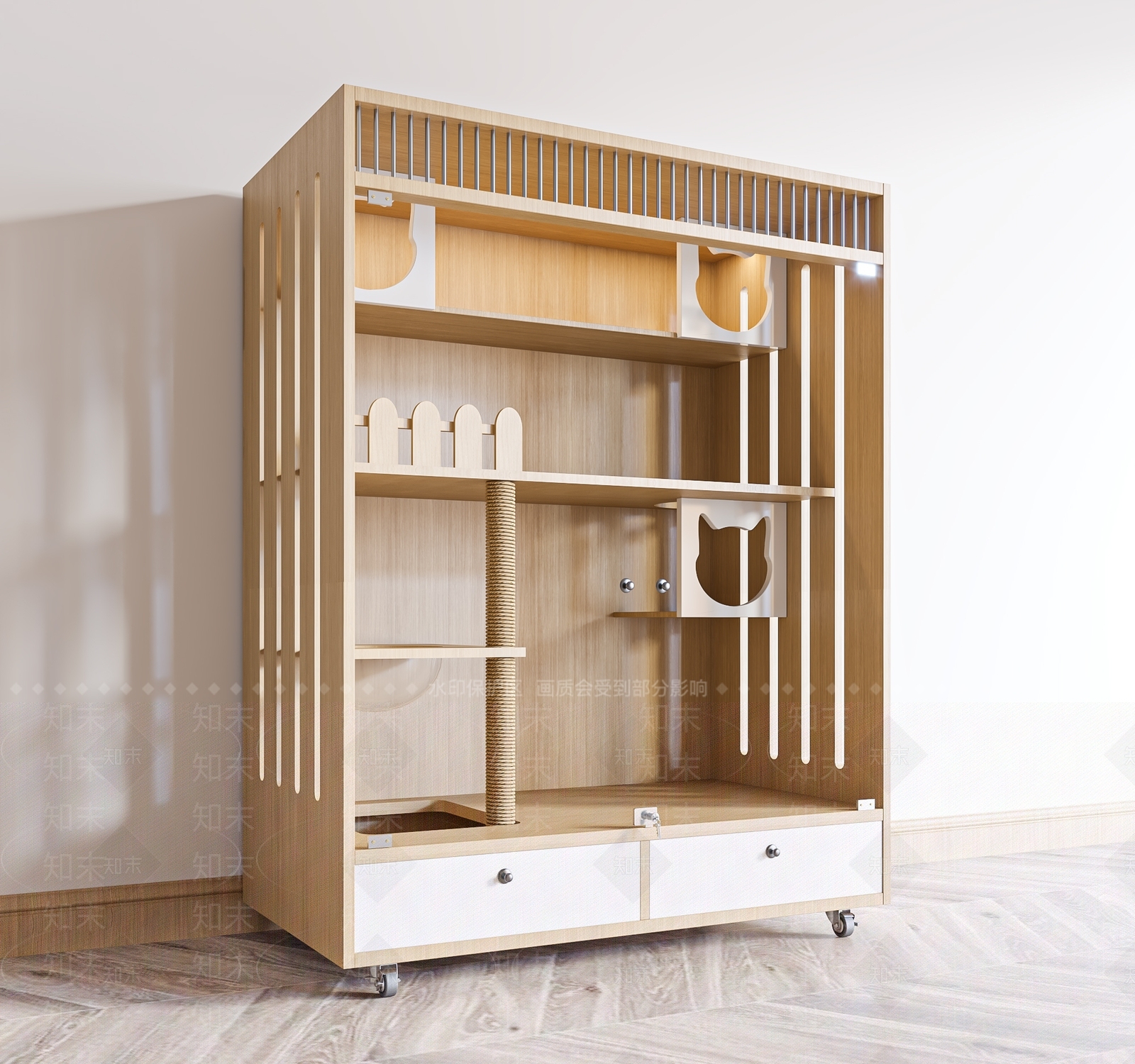 现代猫窝猫舍宠物用品3D模型下载【ID:1159864907】